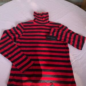 Reduced Red & Black Rib Knits High Neck Top in size S. New with tag